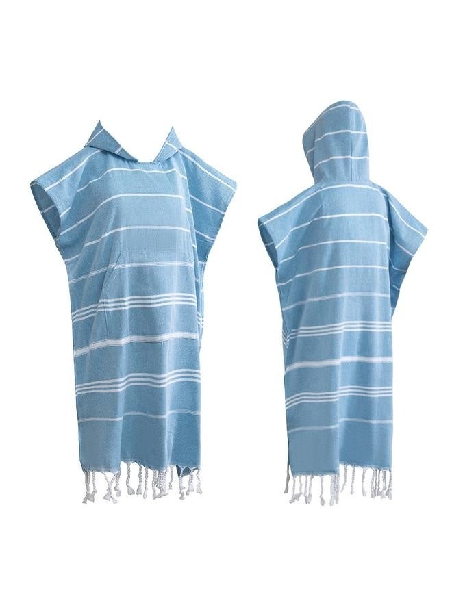 1pcs Large Turkish Cotton Poncho Towel Surf Poncho Changing Robe with Hood and Front Pocket Absorbent Wearable Towel Hooded Beach Towel for Adult Man Women Beach Pool - Image 1