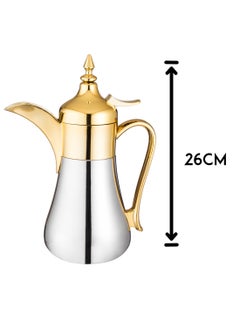 Squalo Silver and gold color Dallah refrigerator, stainless steel inside and outside, capacity 500 ml  - Image 4