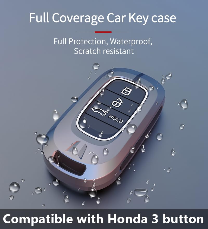 Contacts Metal Silicon Key Cover Compatible with Honda City, Civic, ,Elevate, Jazz, Amaze, CR-V, WR-V, 3 Button Smart Key Special Feature Visibilitye in Low-Light Condition - Image 2