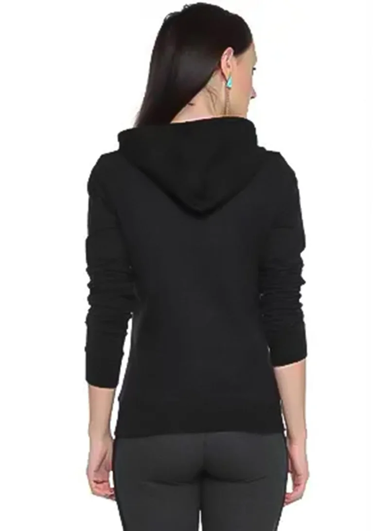 Campus Sutra Women's Onyx Black Civilized-Engineer Print Pullover Hoodie