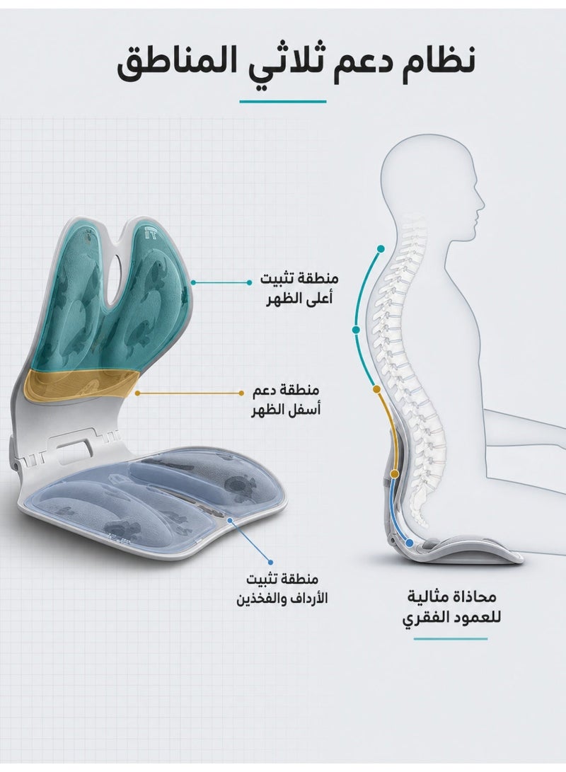 KELIO Foldable Seat Cushion with Lumbar Support and Spine Support Posture Corrector for Office Chair - Ergonomic Back Cushion with Integrated Air Technology for Men, Women and Kids - Image 3