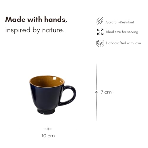 Beyond Homes Ceramic Tea Cups, 220 ml, Set of 4, Persian Blue | Glossy Finish | Microwave & Dishwasher Safe Ceramic Tea Cup Set | Dual-Tone Tea Coffee Mugs for Daily Use & Gifting (4, P. Blue) - Image 2