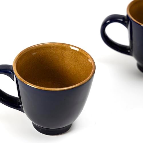 Beyond Homes Ceramic Tea Cups, 220 ml, Set of 4, Persian Blue | Glossy Finish | Microwave & Dishwasher Safe Ceramic Tea Cup Set | Dual-Tone Tea Coffee Mugs for Daily Use & Gifting (4, P. Blue) - Image 4
