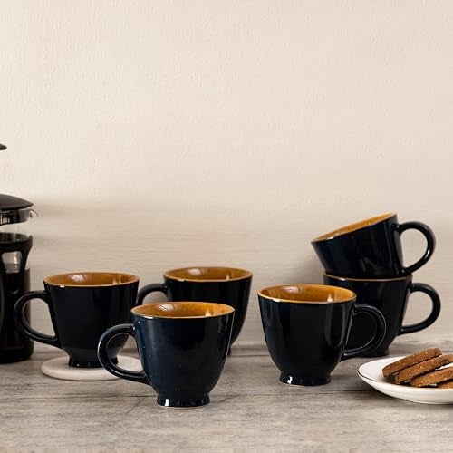 Beyond Homes Ceramic Tea Cups, 220 ml, Set of 4, Persian Blue | Glossy Finish | Microwave & Dishwasher Safe Ceramic Tea Cup Set | Dual-Tone Tea Coffee Mugs for Daily Use & Gifting (4, P. Blue) - Image 5