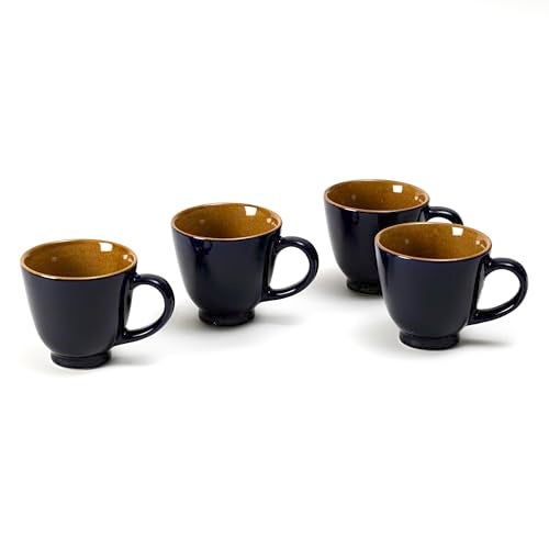 Beyond Homes Ceramic Tea Cups, 220 ml, Set of 4, Persian Blue | Glossy Finish | Microwave & Dishwasher Safe Ceramic Tea Cup Set | Dual-Tone Tea Coffee Mugs for Daily Use & Gifting (4, P. Blue) - Image 1