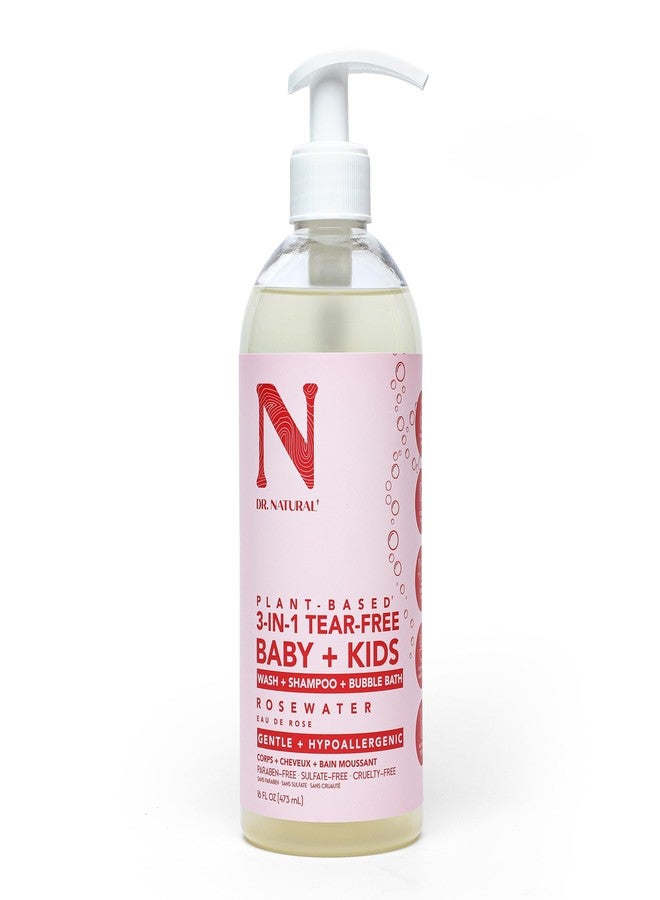 Dr. Natural 3-in-1 Tear-Free Baby Plus Kids Soap - Head-to-Toe Soap and Shampoo - Sensitive Skin Moisturizing Body Wash - Rosewater - 16 oz - Image 1