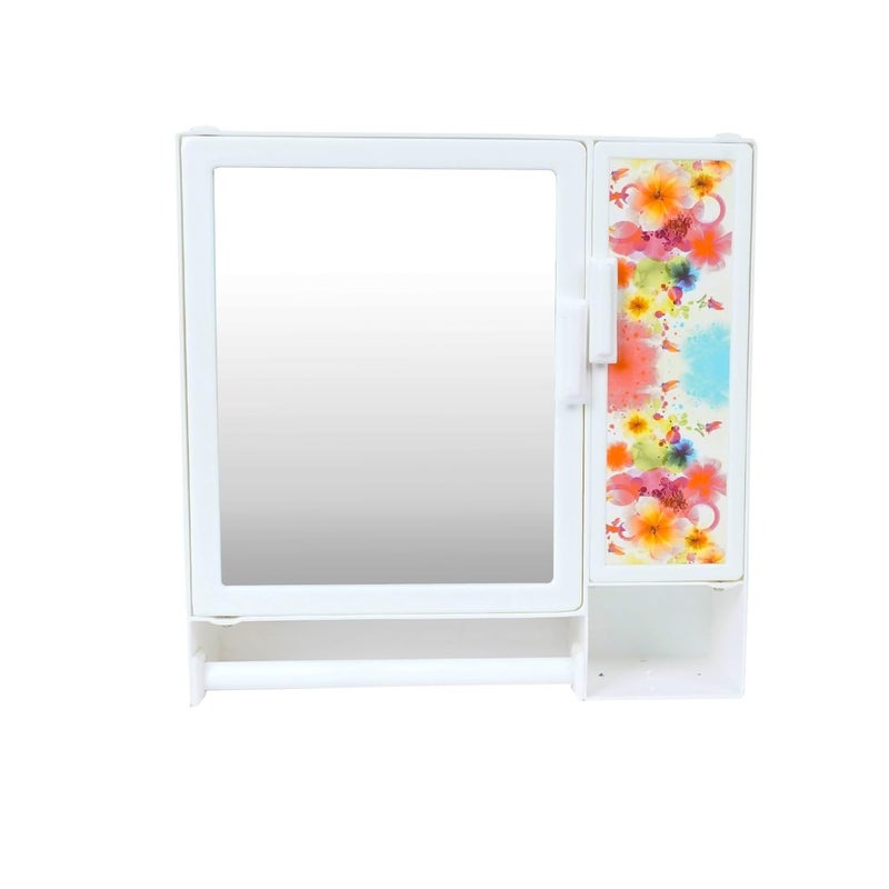PGen Small Size Mini Wall Mounted 2 Door Mirror Storage Cabinet Organiser Shelf for Bathroom Kitchen Washbasin Dressing Room White Milk White