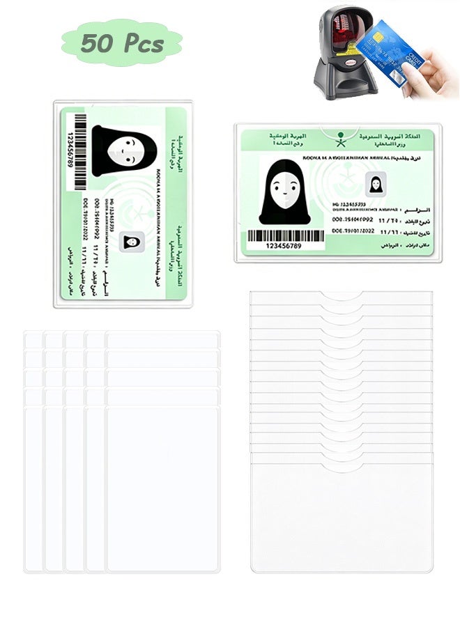 GD 50 Pack Hard Plastic Transparent ID Card Badge Holder for Social Security - Waterproof and Dustproof Credit Card Protector Card Sleeves Perfect Fit for Social Security, Medicare, Credit, Business Card (25 Vertical + 25 Horizontal) - Image 1