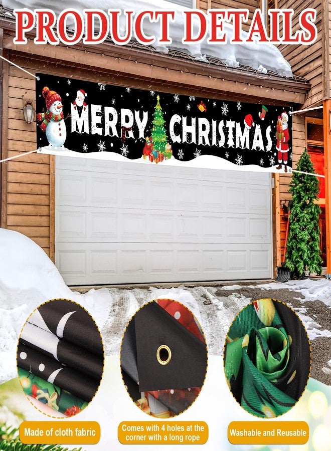 Sophena Large Christmas Banner Decorations Outdoor 120x20 Inch, Snowman Santa Claus Christmas tree Decorations Merry Christmas Yard Banner for Indoor Home House Party Supplies, Yard Sign Background Photography - Image 2