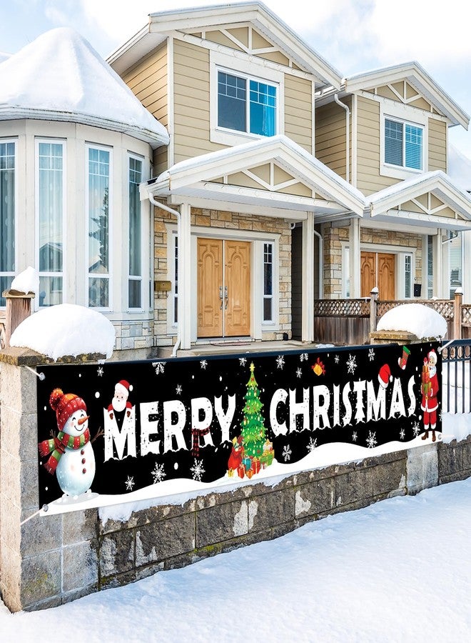 Sophena Large Christmas Banner Decorations Outdoor 120x20 Inch, Snowman Santa Claus Christmas tree Decorations Merry Christmas Yard Banner for Indoor Home House Party Supplies, Yard Sign Background Photography - Image 3
