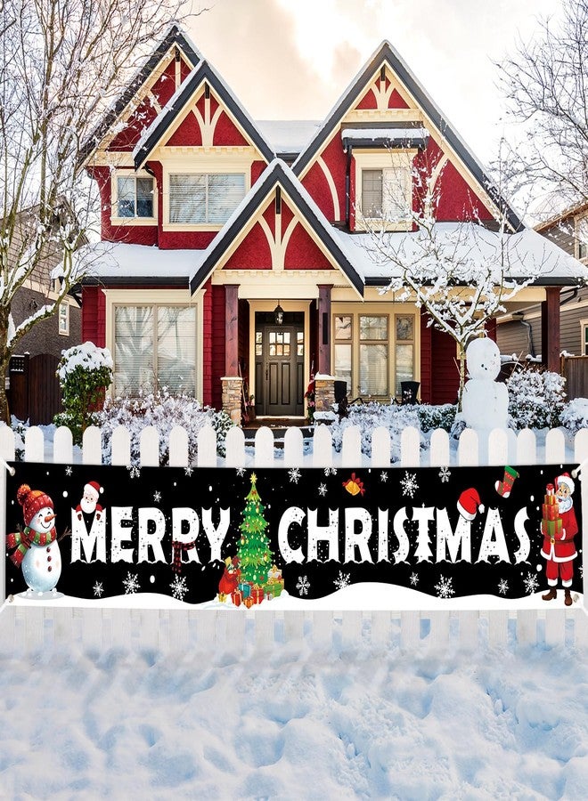 Sophena Large Christmas Banner Decorations Outdoor 120x20 Inch, Snowman Santa Claus Christmas tree Decorations Merry Christmas Yard Banner for Indoor Home House Party Supplies, Yard Sign Background Photography - Image 5