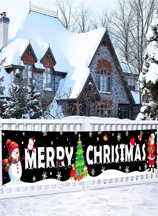 Sophena Large Christmas Banner Decorations Outdoor 120x20 Inch, Snowman Santa Claus Christmas tree Decorations Merry Christmas Yard Banner for Indoor Home House Party Supplies, Yard Sign Background Photography - Image 1