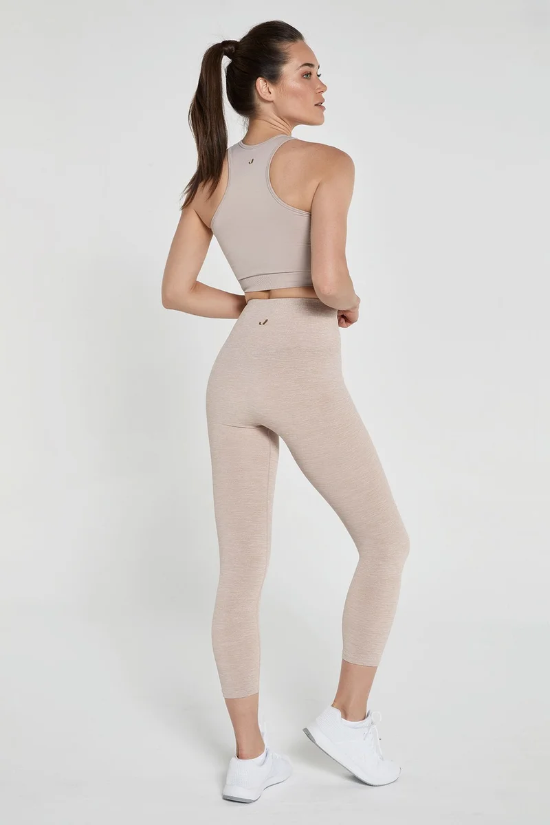 Jerf Palmi Melange Patterned High Waist Leggings Light Brown
