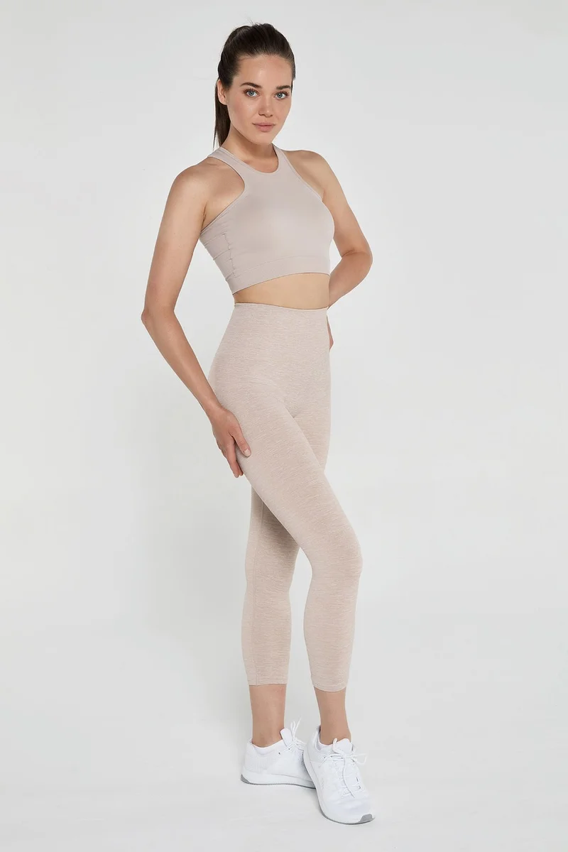 Jerf Palmi Melange Patterned High Waist Leggings Light Brown