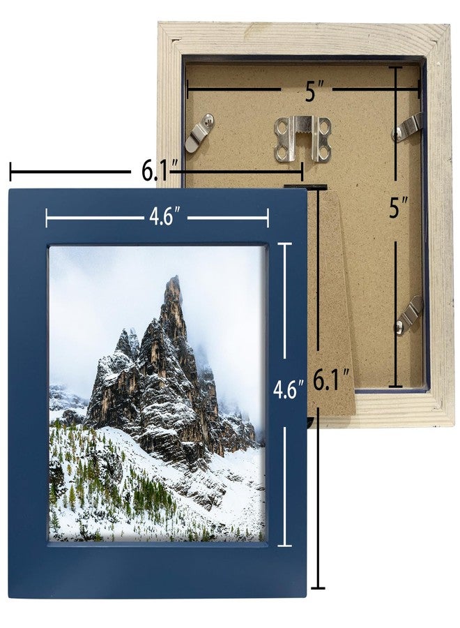 LEKAIYA إطارات صور LEKAIYA زرقاء مقاس 5x5، إطار صور مربع من الخشب الصلب، مناسب لوضعه على الطاولة أو تعليقه على الحائط. - Image 2