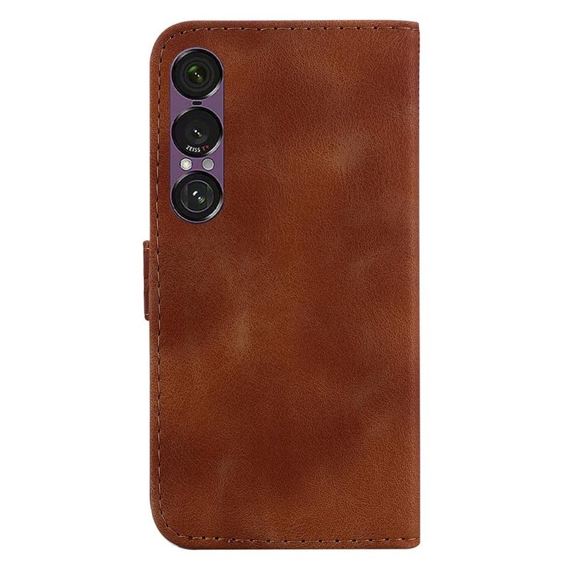 إيروريكس جراب هاتف جلدي منقوش على شكل سبعة لهاتف Sony Xperia 1 VII (بني) - Image 4