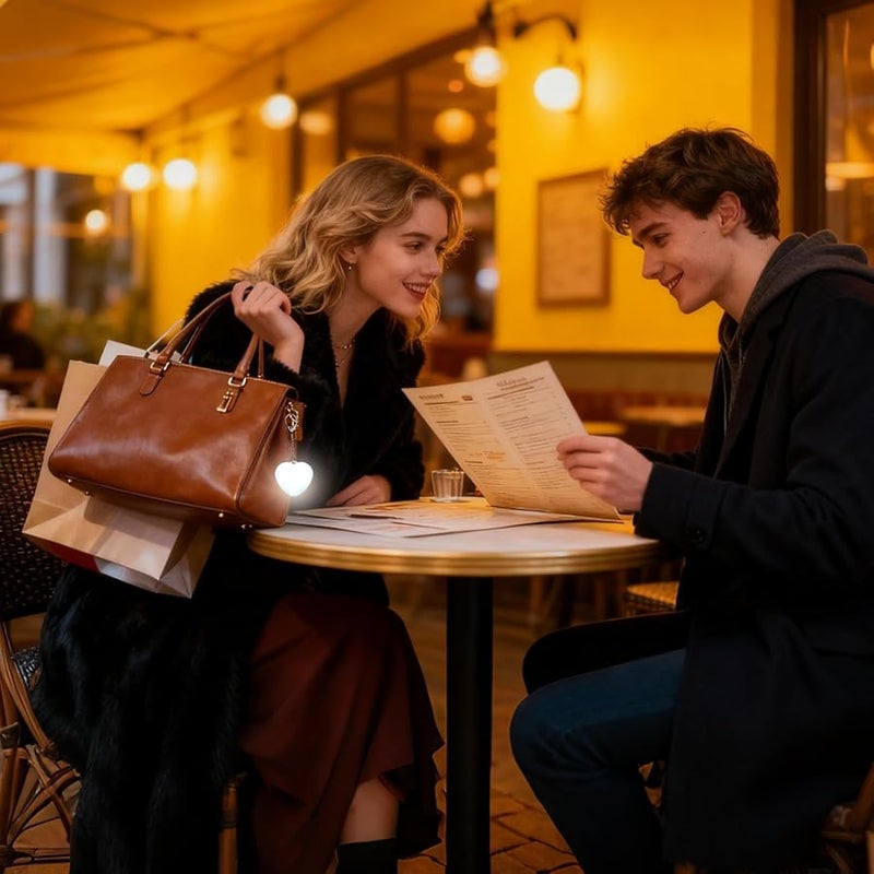 White Heart Shaped LED Purse Light Automatic Touch Sensor For Daily Commutes - Image 2