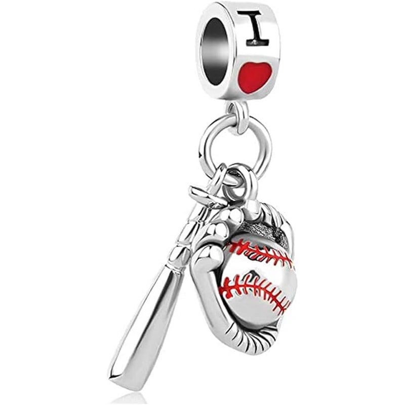 KunBead Love Baseball Bead Charms Compatible with Pandora Bracelets - Image 1
