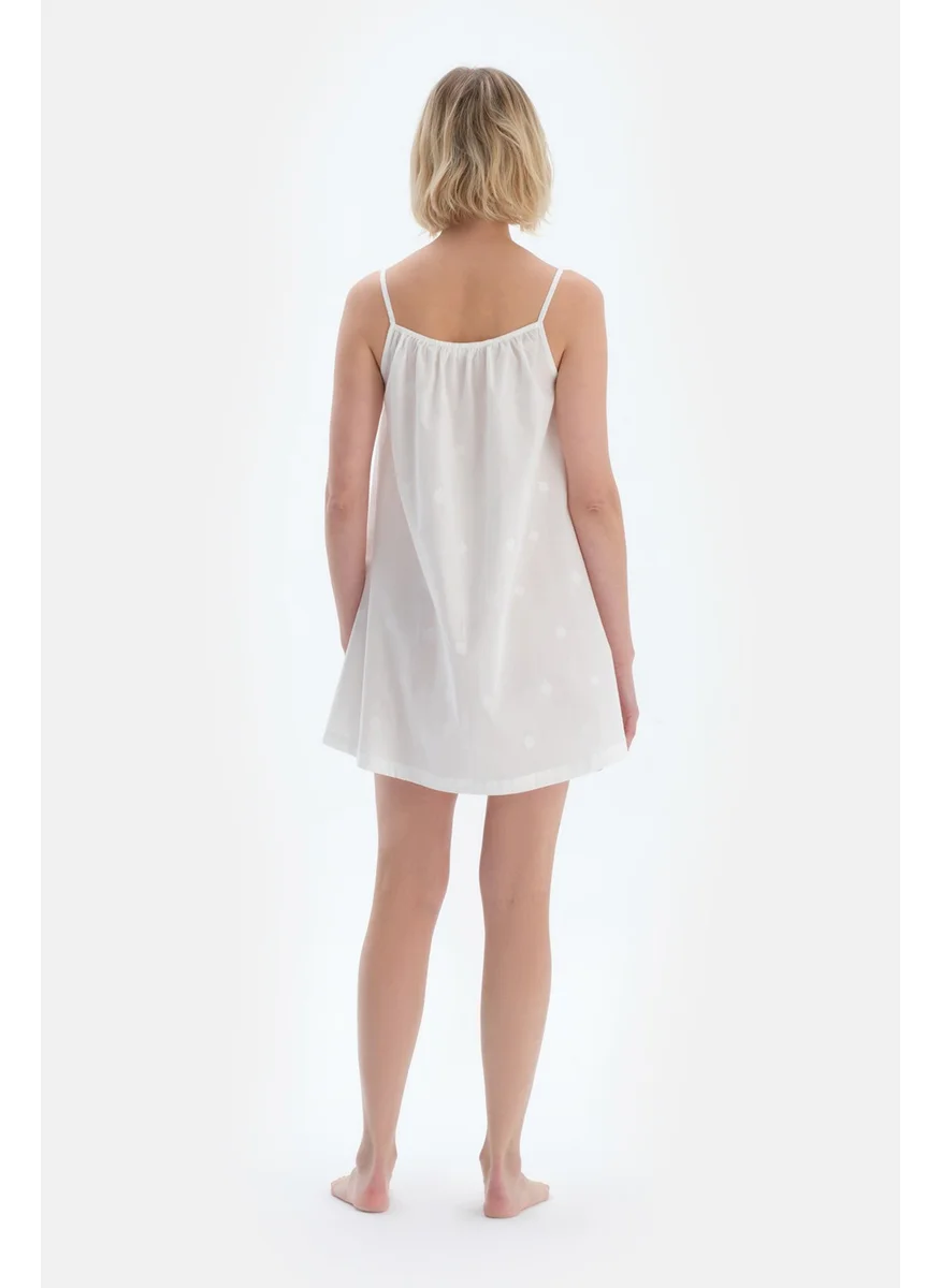 dagi White Strappy Poplin Woven Maternity Nightgown