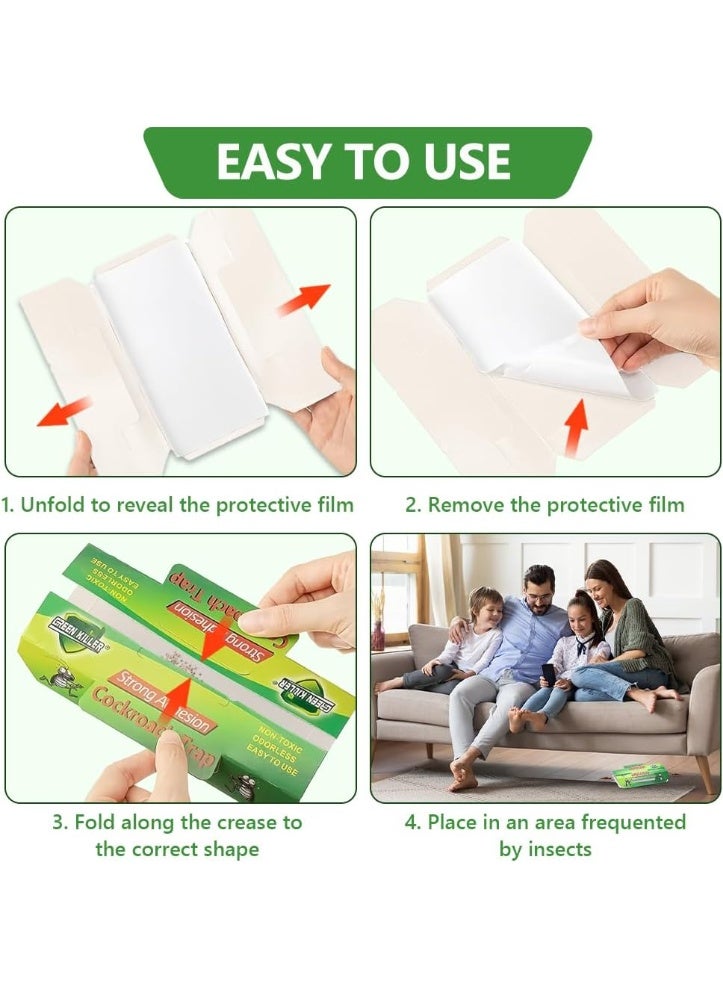 GREEN KILLER 10 Pcs Cockroach Glue Traps, Strong Adhesive Sticky Roach Trap | Non-Toxic Cockroach Catcher for Home, Kitchen, Bathroom & Office | Odorless Insect Glue Boards for Roaches, Crawling Bugs & Household Pest Control - Image 2