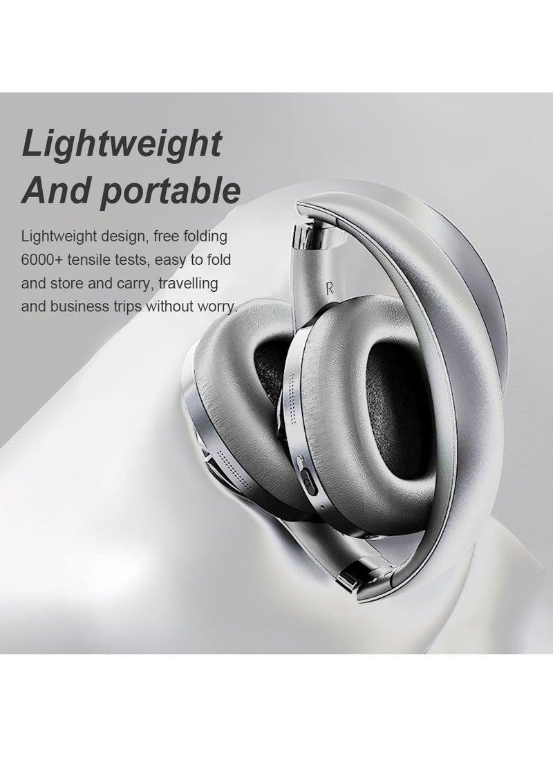 ANC Wireless Over-Ear Headphones with Bluetooth 5.4 and 50 Hours of Battery Life Silver