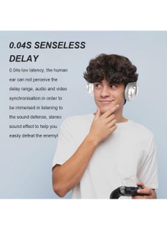 FlashHawk ANC Wireless Over-Ear Headphones with Bluetooth 5.4 and 50 Hours of Battery Life Silver  - Image 4