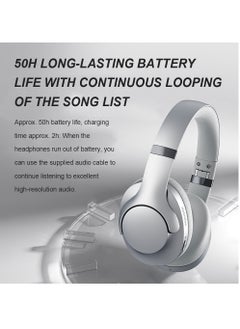 FlashHawk ANC Wireless Over-Ear Headphones with Bluetooth 5.4 and 50 Hours of Battery Life Silver  - Image 5