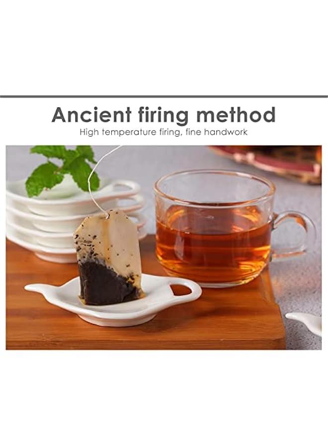 4 Pieces Teapot Shaped Tea Bag Holder Teabag Coaster Seasoning Dish for Sauce Dessert (Green and Yellow) - Image 3