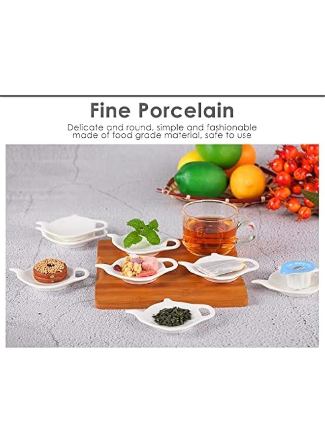 4 Pieces Teapot Shaped Tea Bag Holder Teabag Coaster Seasoning Dish for Sauce Dessert (Green and Yellow) - Image 4