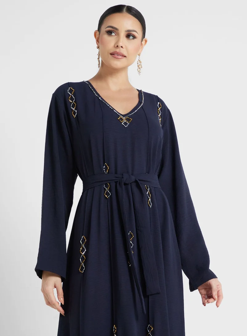 hayas closet Embellished Belted Jalabiya