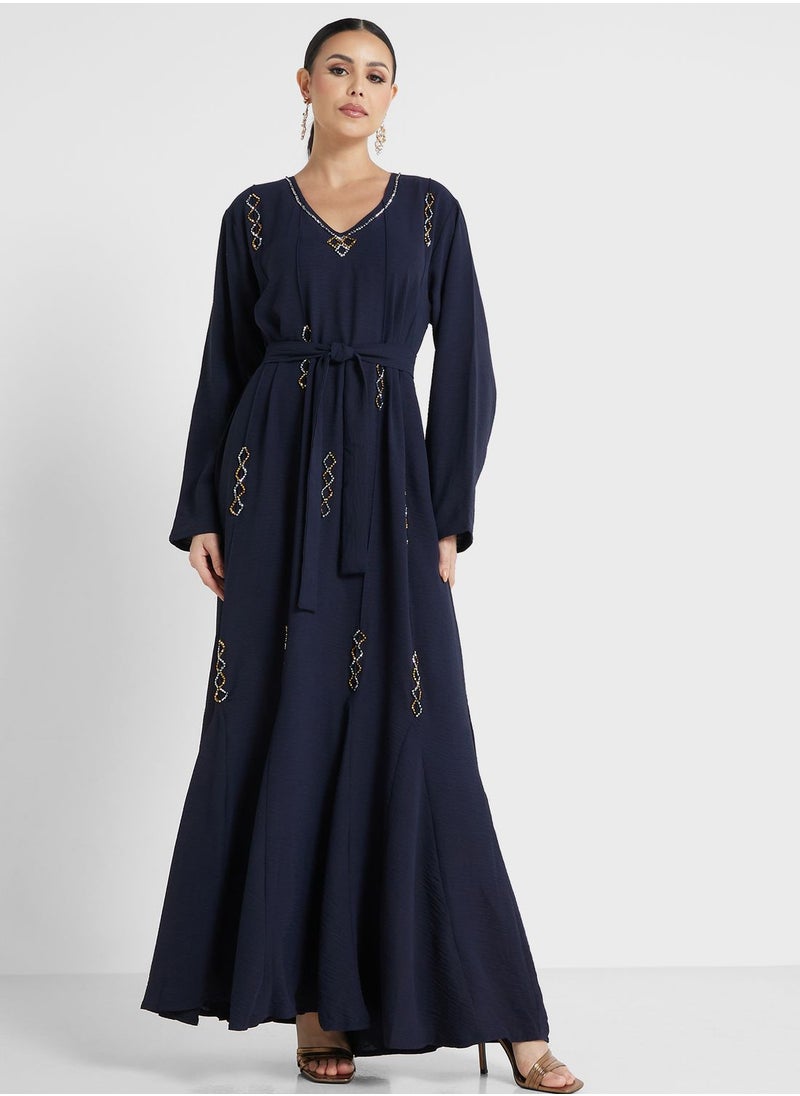hayas closet - Embellished Belted Jalabiya - Image 1