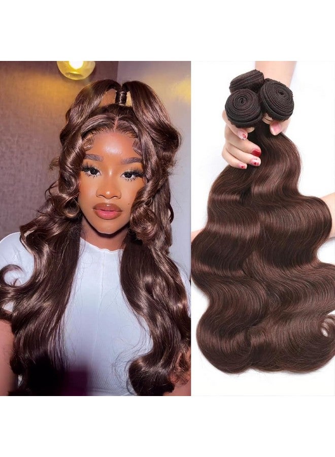 Allrun Brown Body Wave Bundles Human Hair 18 20 22 Inch Brown 10A 100% Unprocessed Brazilian Virgin Hair 3 Bundles Human Hair Weave Bundles Body Wave Remy Hair Extension 4 Color - Image 1