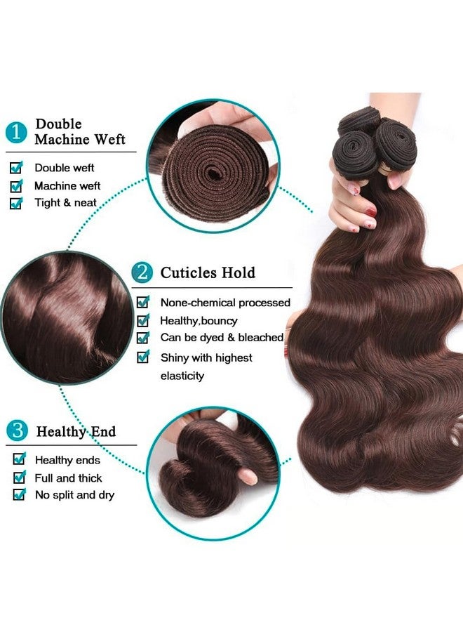 Allrun Brown Body Wave Bundles Human Hair 18 20 22 Inch Brown 10A 100% Unprocessed Brazilian Virgin Hair 3 Bundles Human Hair Weave Bundles Body Wave Remy Hair Extension 4 Color - Image 2
