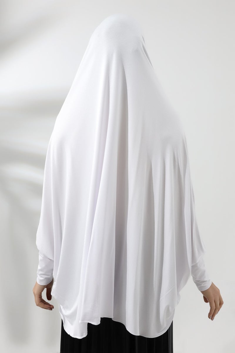 İhvan Online White Ready Practical Sultanbaş Hijab Sleeve Combed Cotton Soufflé Scarf Hijab  - Image 3