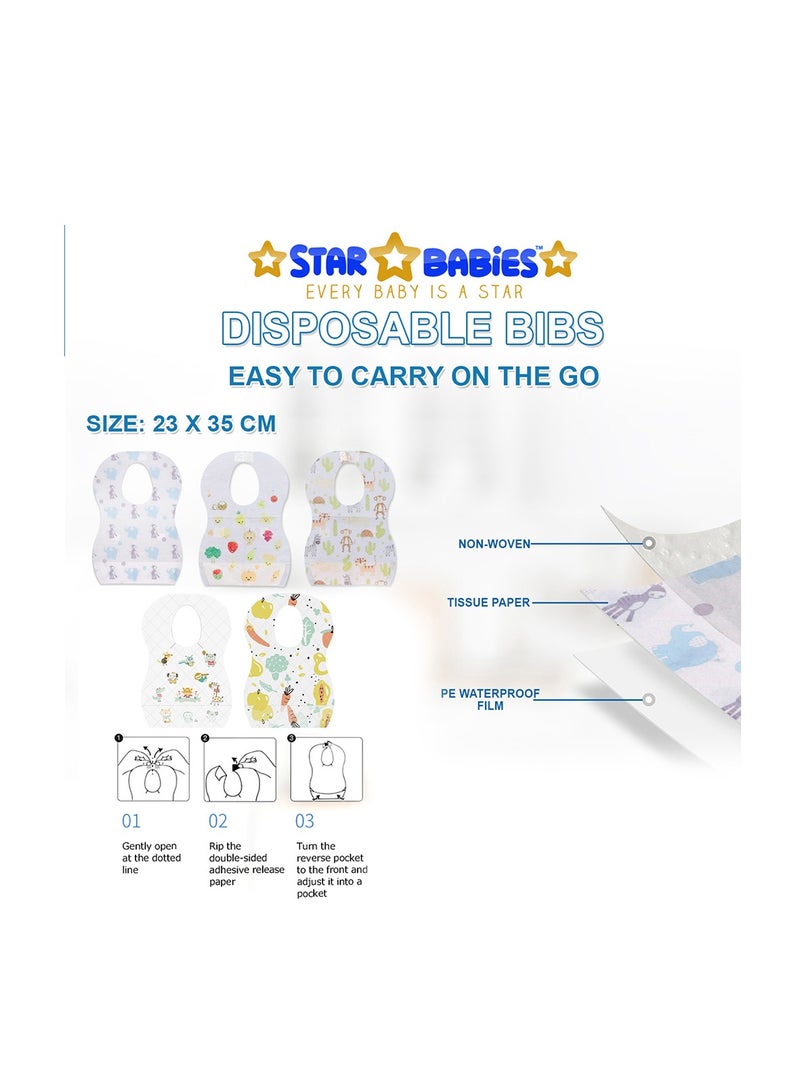 Star Babies Combo Pack (Disposable Bibs Pack of 50, Disposable Breast Pad Pack of 50)-Fruits Print New - Image 3