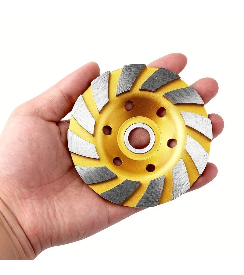 2pcs 4 Inch Heavy Duty Diamond Grinding Cup Wheel Gold Colored Metal 12 Segment Turbo Disc For Concrete Stone Ceramic No Assembly Required Compatible With Grinder Power Tool Fast Surface Grinding For Construction Renovation DIY Projects Efficient Wheel Multi Section Design High Performance Material Stone Fabricators - Image 3