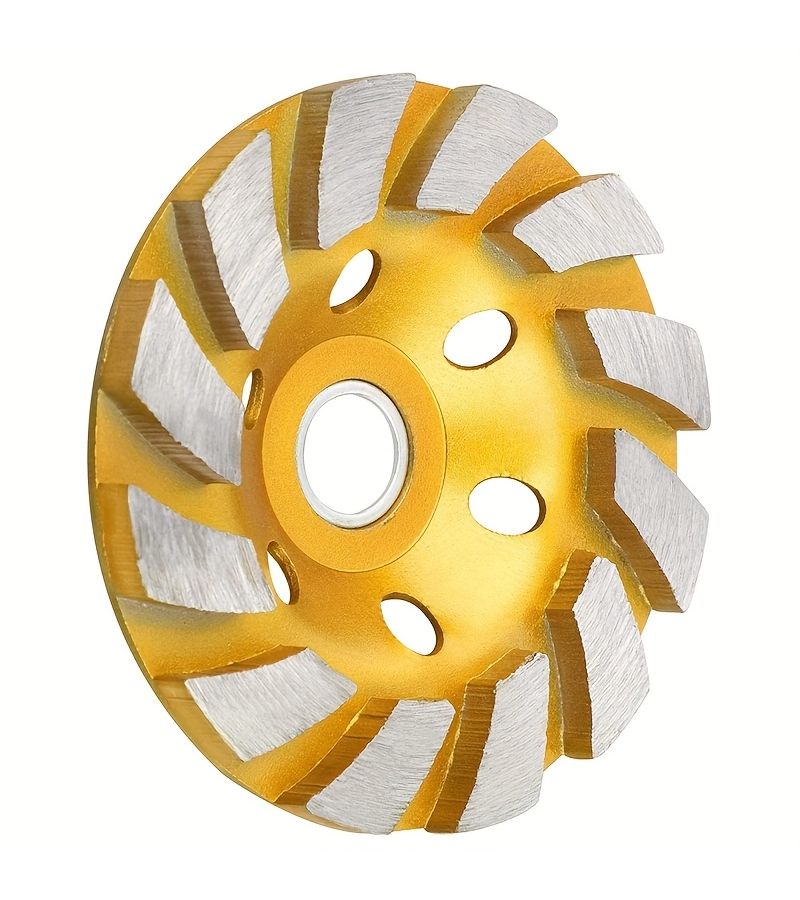 2pcs 4 Inch Heavy Duty Diamond Grinding Cup Wheel Gold Colored Metal 12 Segment Turbo Disc For Concrete Stone Ceramic No Assembly Required Compatible With Grinder Power Tool Fast Surface Grinding For Construction Renovation DIY Projects Efficient Wheel Multi Section Design High Performance Material Stone Fabricators - Image 1