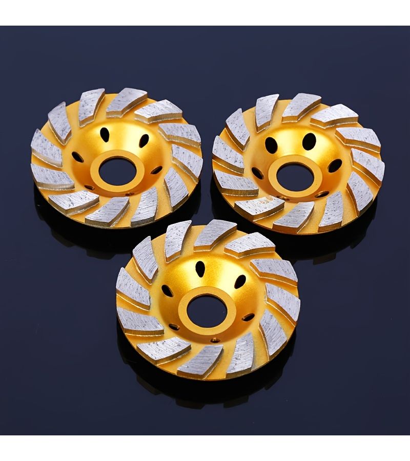 2pcs 4 Inch Heavy Duty Diamond Grinding Cup Wheel Gold Colored Metal 12 Segment Turbo Disc For Concrete Stone Ceramic No Assembly Required Compatible With Grinder Power Tool Fast Surface Grinding For Construction Renovation DIY Projects Efficient Wheel Multi Section Design High Performance Material Stone Fabricators - Image 4