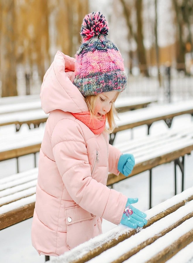 WAWSAM 3 Pairs Unicorn Winter Gloves for Girls, Magic Gloves for Girls 4-9 Years, Cute Warm 5-Finger Gloves for School, Outdoor Play, Birthday & Holiday Gifts - Image 4