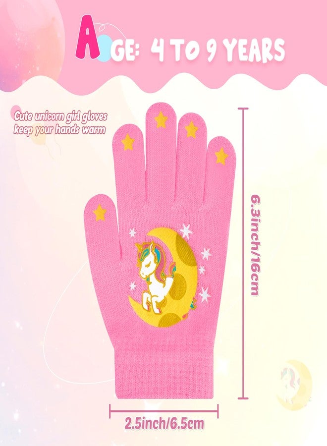 WAWSAM 3 Pairs Unicorn Winter Gloves for Girls, Magic Gloves for Girls 4-9 Years, Cute Warm 5-Finger Gloves for School, Outdoor Play, Birthday & Holiday Gifts - Image 2