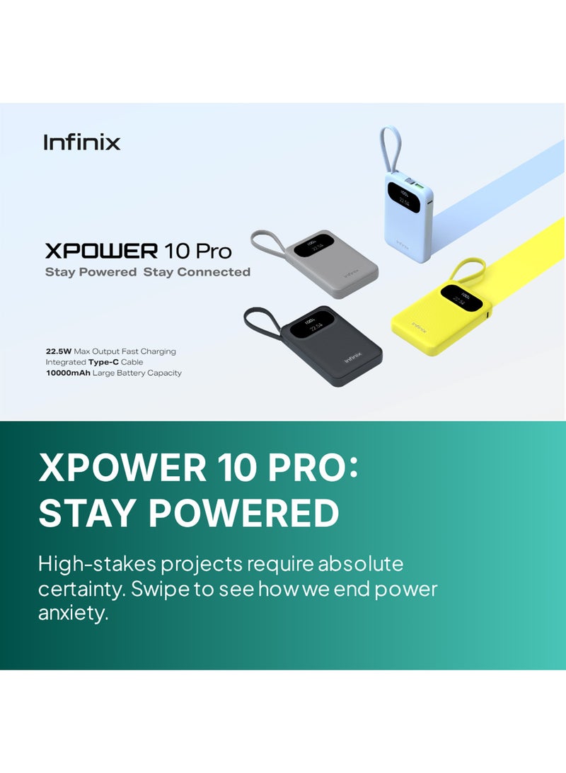 Infinix 10000 mAh Infinix XPower 10 Pro 10000mAh Power Bank 22.5W Fast Charging With Built-in Type-C Cable Black black - Image 4