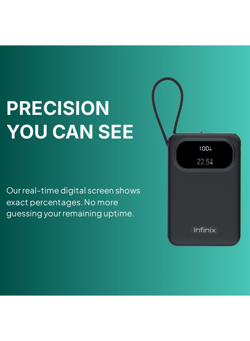 Infinix 10000 mAh Infinix XPower 10 Pro 10000mAh Power Bank 22.5W Fast Charging With Built-in Type-C Cable Black black - Image 5