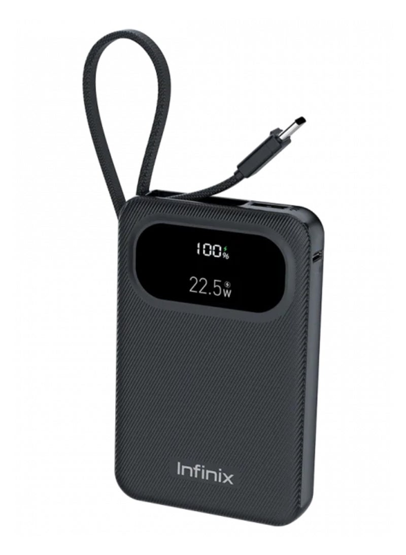 Infinix 10000 mAh Infinix XPower 10 Pro 10000mAh Power Bank 22.5W Fast Charging With Built-in Type-C Cable Black black - Image 1