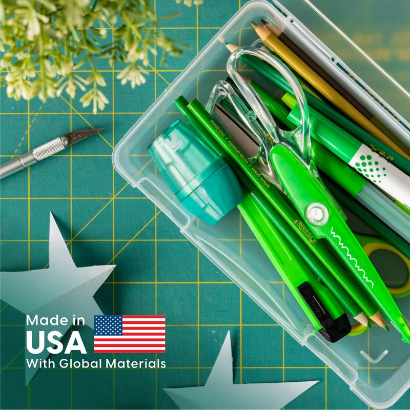 IRIS USA Plastic Pencil Case Box Craft Hobby Art School Supply Storage Organizer Container with Latching Lid, 10-Pack, for Bead Pens Ribbons Wahi Tape Sticker Yarn Ornaments, Stackable, Clear, Medium - Image 4