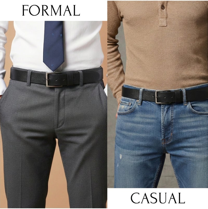 Classic Milano Genuine Leather Belt Men - Semi-Casual Men's Belt & Party Wear Belt, Casual Outfits, Gifts - Black & Brown Men’s Leather Belt for Men - Image 2