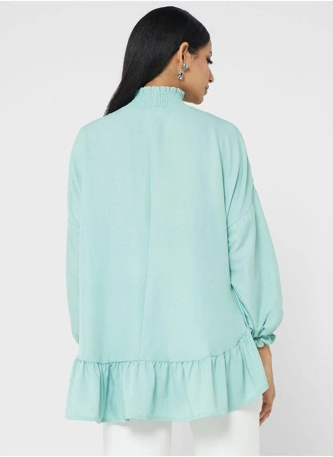 Refka by modanisa Ruffle Detail  Ruched Tunic