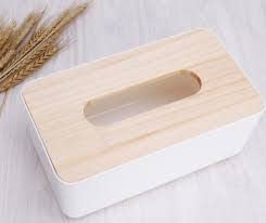 SAKAR Wooden Cover Plastic Tissue Paper Holder Box Napkin Holder Case Dining Table Tissue Holder Dispenser for Home DecorationMulti Color - Image 1