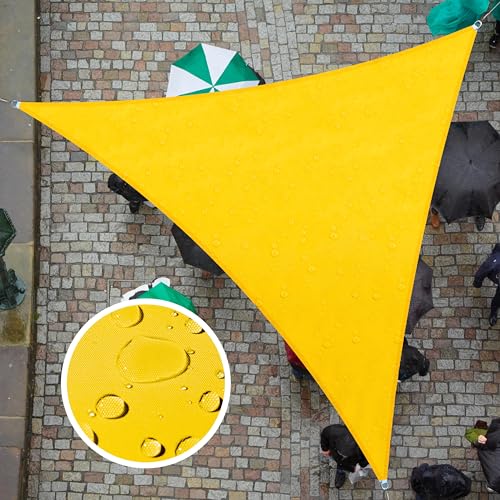 ColourTree 12' x 12' x 12' Yellow Triangle Waterproof Sun Shade Sail Canopy Awning Shelter Fabric Screen, 95% UV Blockage UV & Water Resistant, for Outdoor Patio Garden Carport (We Make Custom Size) - Image 1