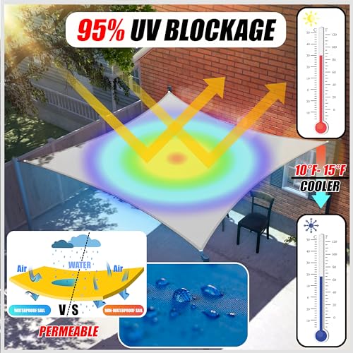 ColourTree 12' x 12' x 12' Yellow Triangle Waterproof Sun Shade Sail Canopy Awning Shelter Fabric Screen, 95% UV Blockage UV & Water Resistant, for Outdoor Patio Garden Carport (We Make Custom Size) - Image 2