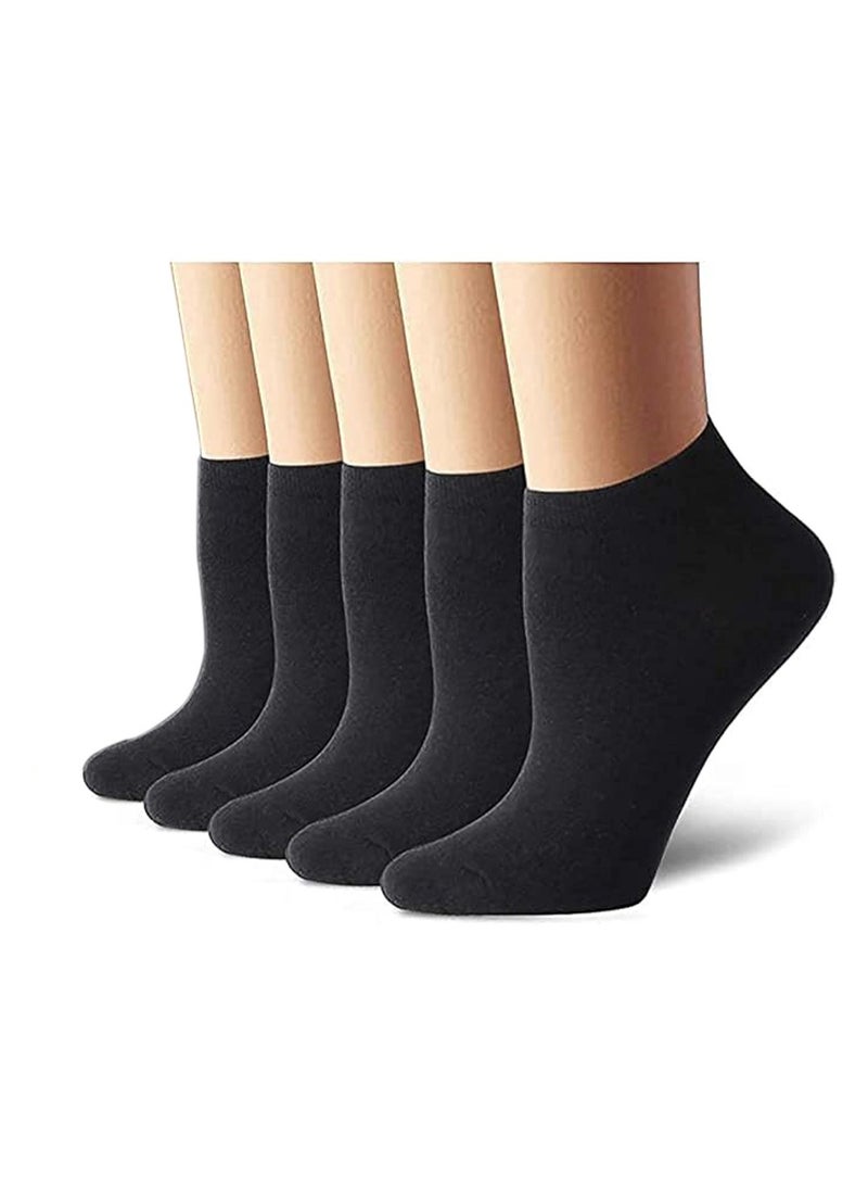 SYOSI 5 Pairs Running Socks,Women's Short Ankle Athletic Socks - Cotton Spandex Sport Sock for Ladies,Cushioned Trainer Socks Sports Socks,Low Cut Anti-Blister Breathable Athletic Socks Walking Socks - Image 1